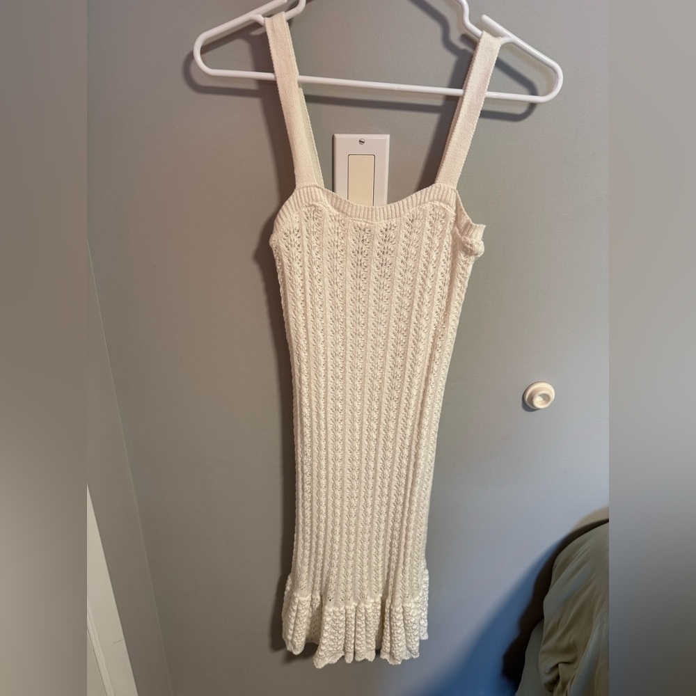 Cream Ribbed Sheath Dress
